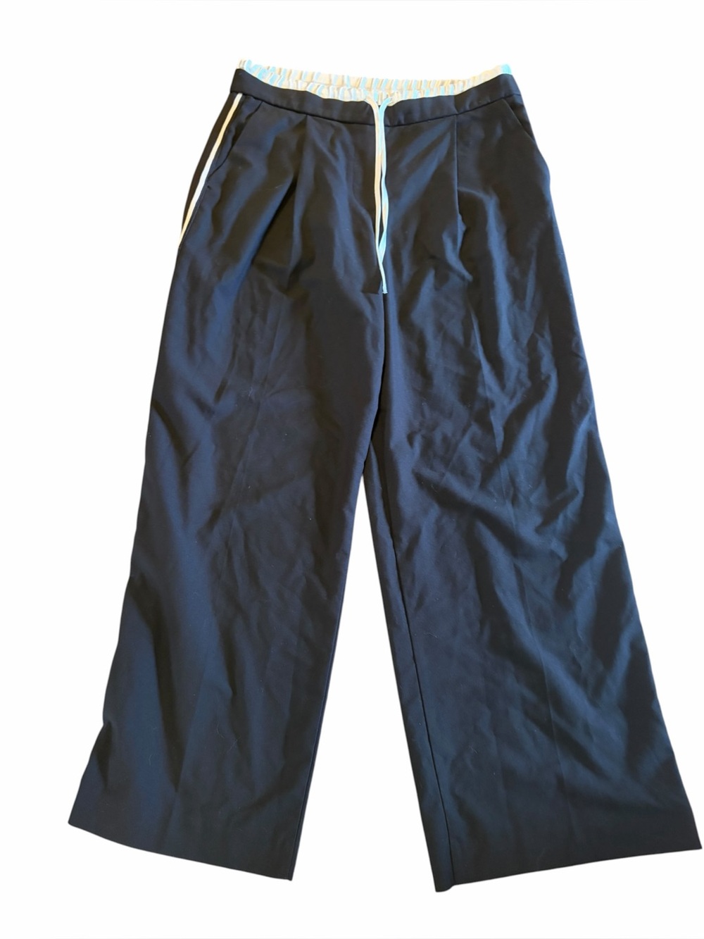 ZARA Black High Rise Double Waistband Side Stripe Track Trousers